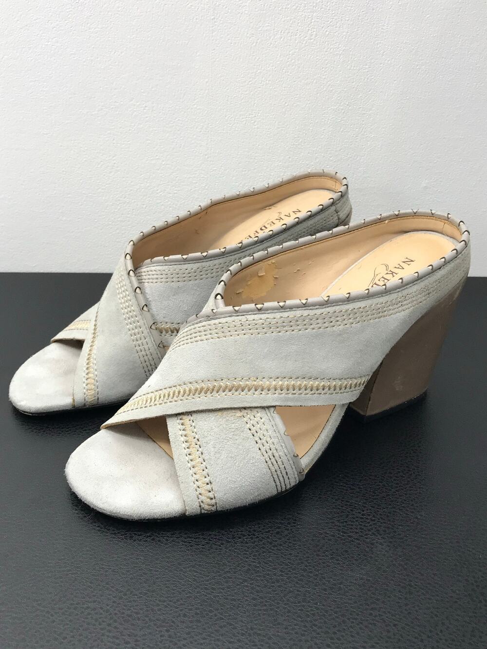 Naked Feet Women’s Freesia Pastel Blue Block Heel Mule Sandals 6.5